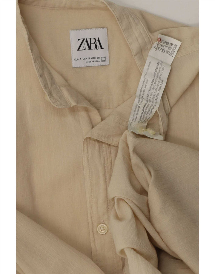 Zara Cămașă bărbați Mic Bej Bumbac