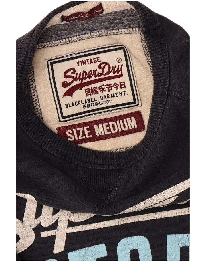 Hanorac grafic pentru bărbați Superdry Pulover mediu din bumbac bleumarin