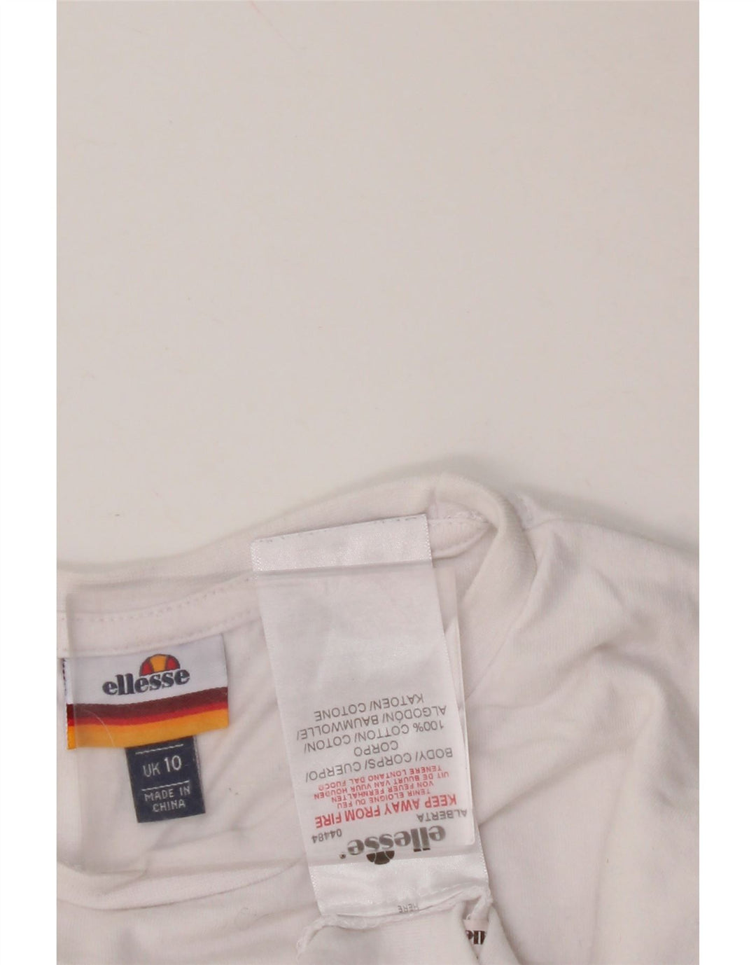 Tricou cu grafic crop ELLESSE pentru femei Top UK 10 Bumbac alb mic