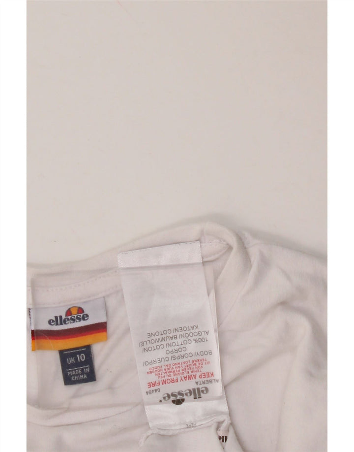 Tricou cu grafic crop ELLESSE pentru femei Top UK 10 Bumbac alb mic