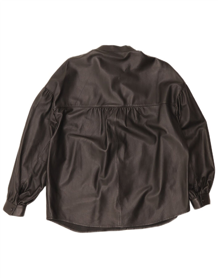 Cămașă din piele supradimensionată pentru femei Massimo Dutti UK 6 XS Piele neagră