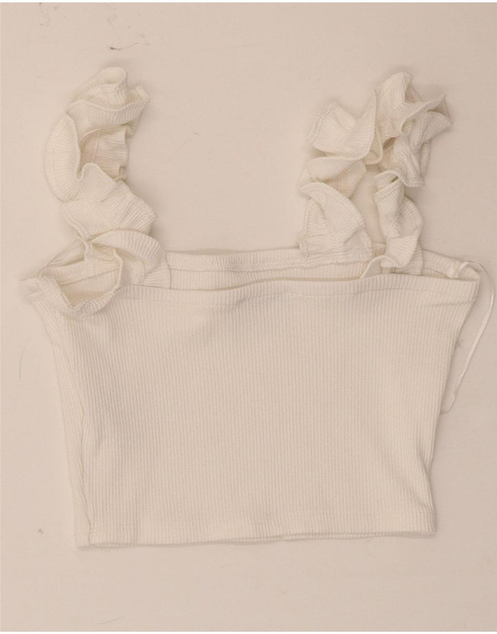 Crop Top pentru femei Zara UK 12 Poliester alb mediu