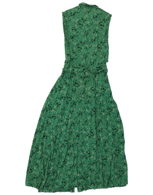 Rochie cămașă maxi fără mâneci pentru femei Zara UK 12 Medium Green Floral