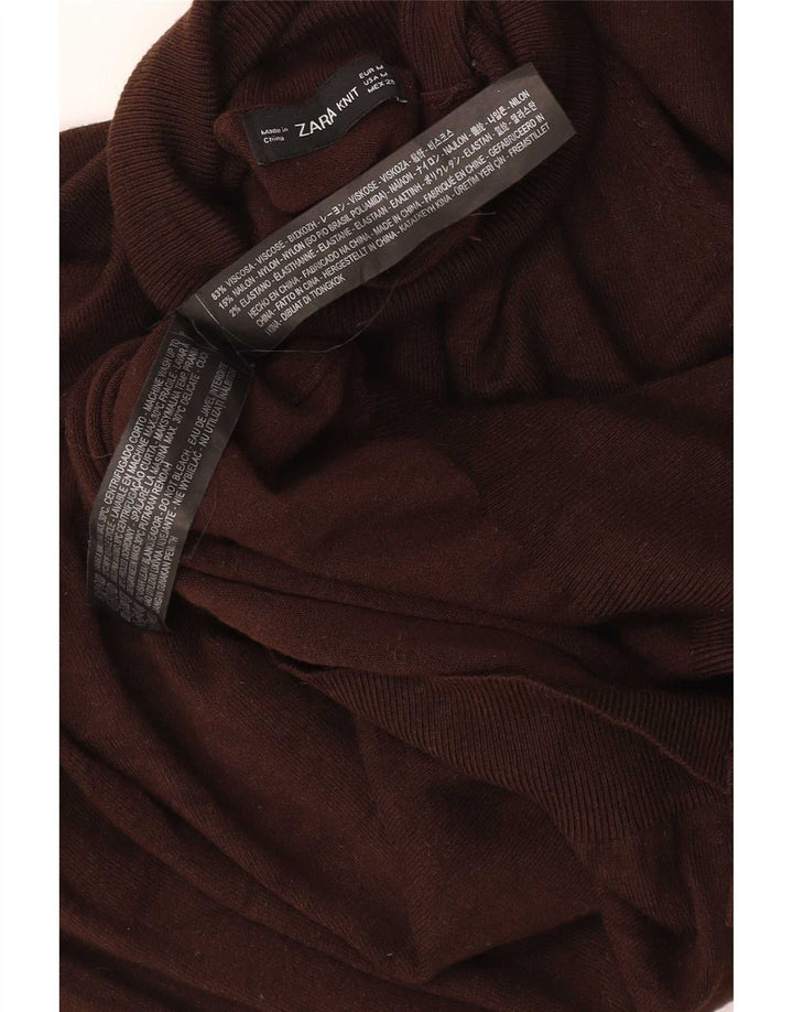 Pulover pentru femei cu gât rulat Zara UK 12, viscoză maro medie