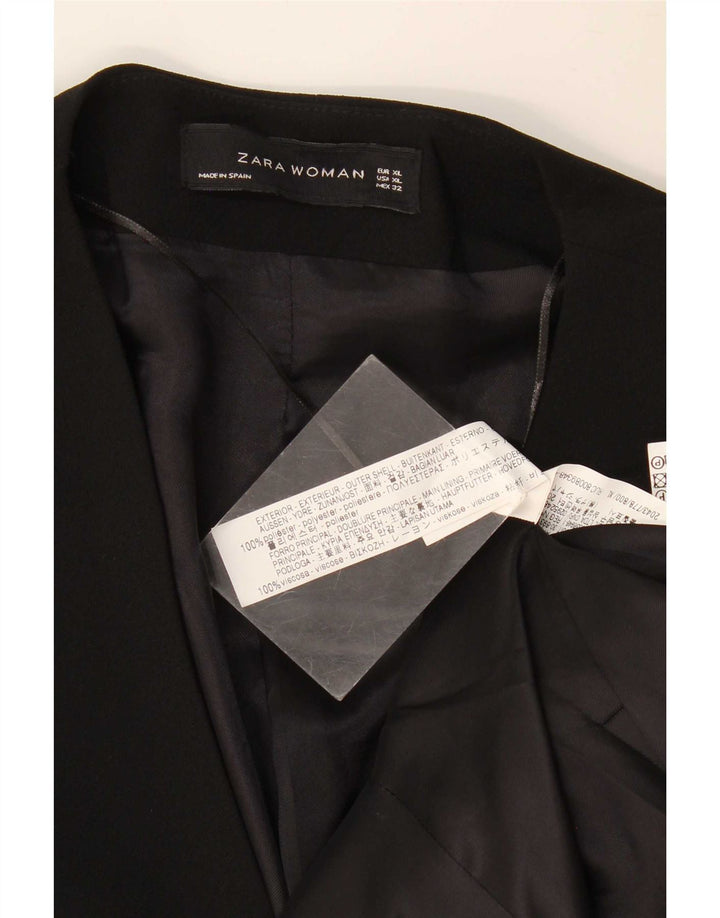 Zara Womens Open Blazer Jacket UK 18 XL Black Poliester