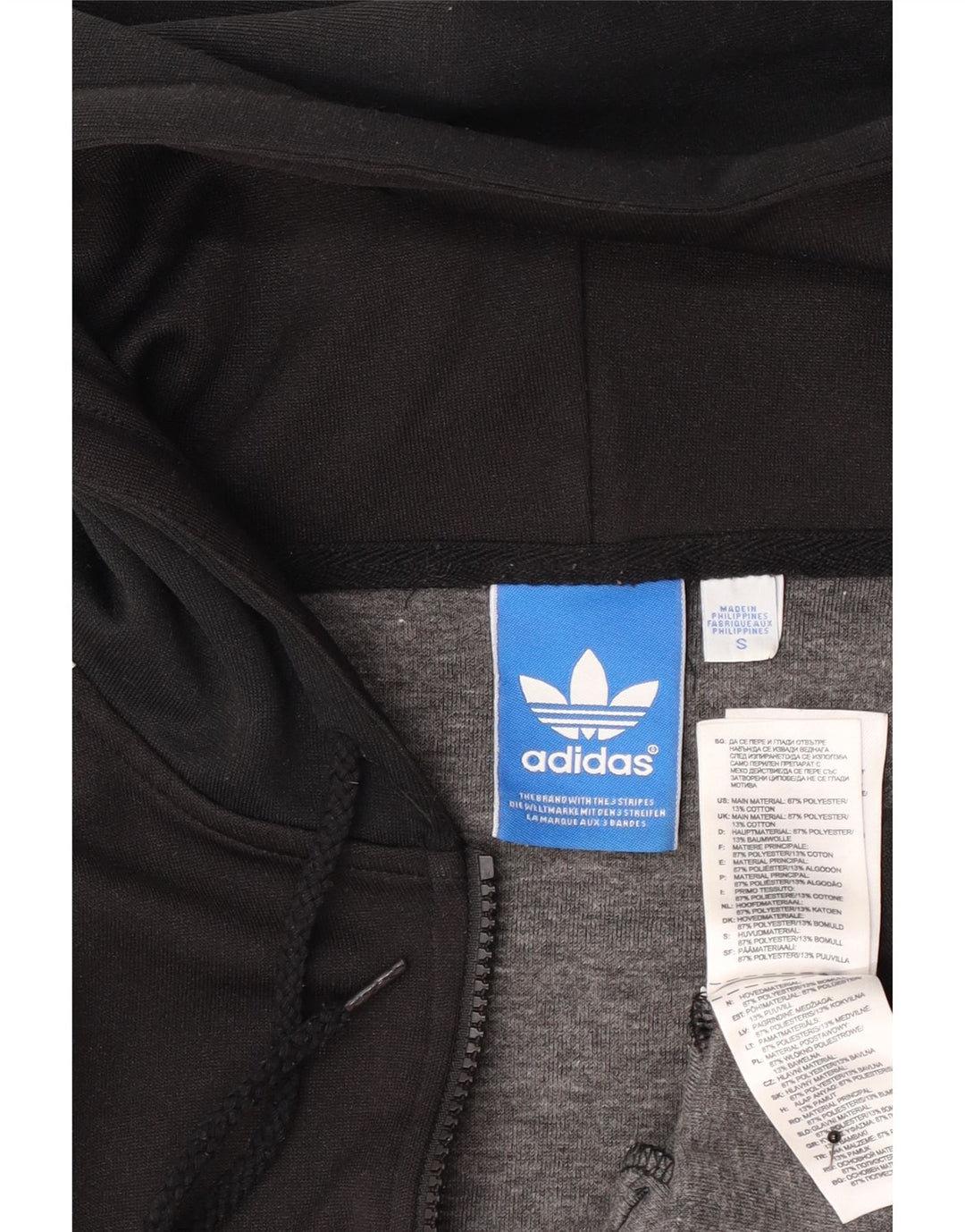 Pulover Adidas pentru bărbați, cu fermoar, poliester mic, negru