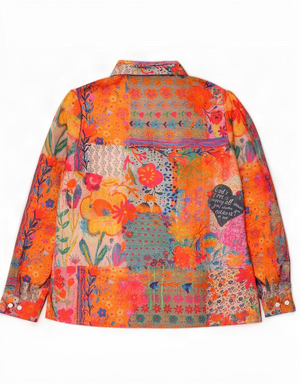 Bluză cu cămașă cu grafică vintage pentru femei UK 10 mic, multicoloră, florală