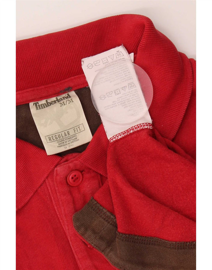 Tricou polo Timberland pentru bărbați, cu mânecă lungă, în formă regulată, din bumbac roșu mediu