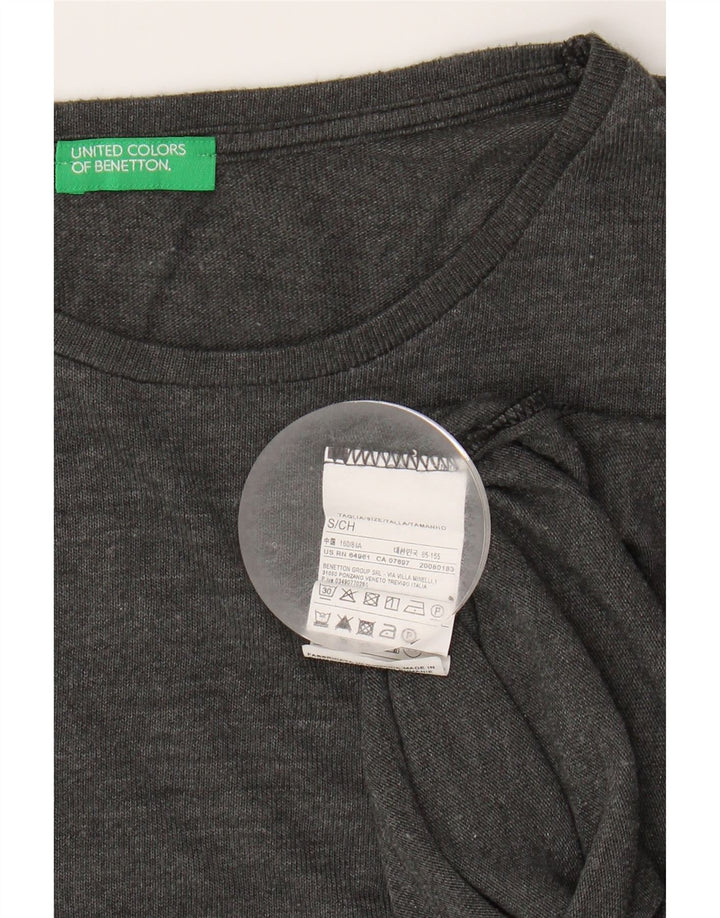 BENETTON Womens Top Long Sleeve UK 10 Small Grey Viscose Vintage Benetton and Second-Hand Benetton from Messina Hembry 