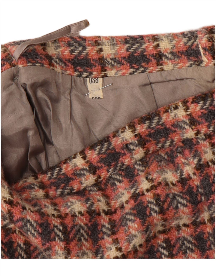 Fusta de damă vintage în formă de A EU 38 Medium W28 Pink Houndstooth