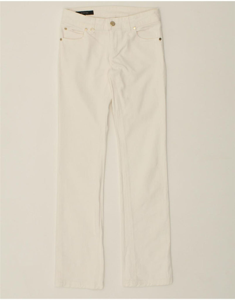 GUCCI Womens Straight Jeans IT 38 XS W26 L31 White Cotton Vintage Gucci and Second-Hand Gucci from Messina Hembry 