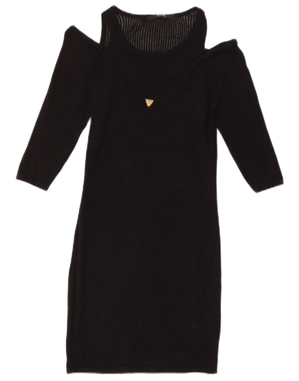 Rochie Guess pentru femei cu mâneci 3/4 cu umăr dezactivat UK 4 XS, viscoză neagră