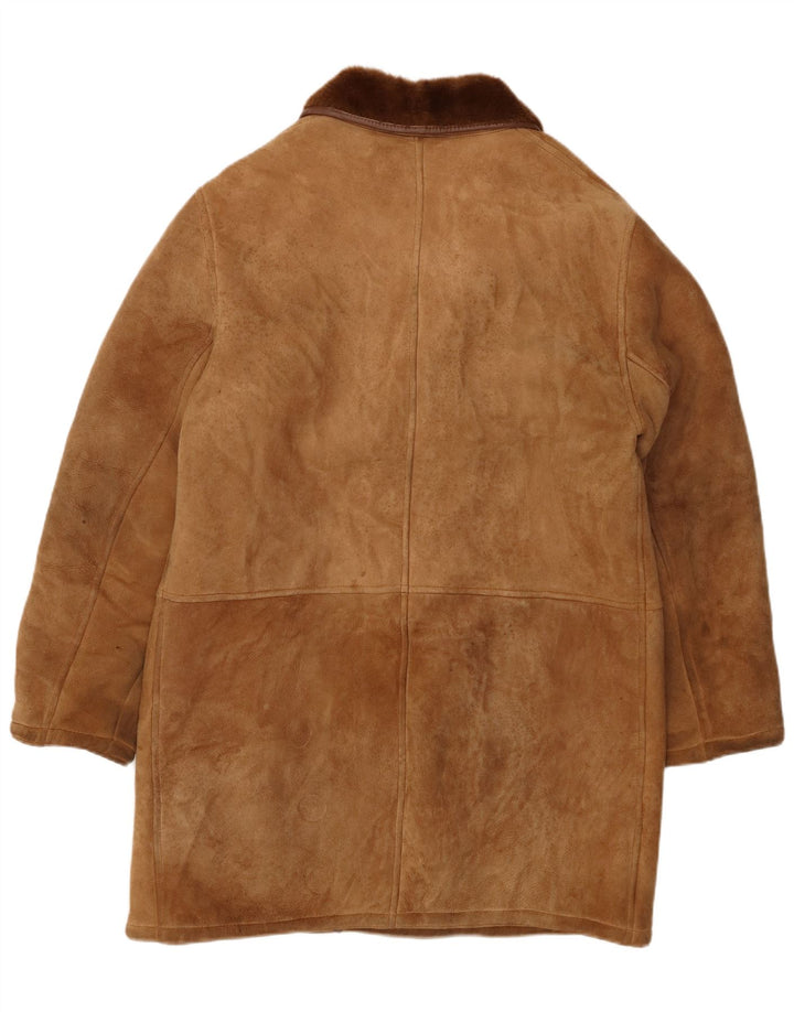 Jachetă pentru bărbați VINTAGE din shearling dublu piept UK 36 Small Brown Shearling