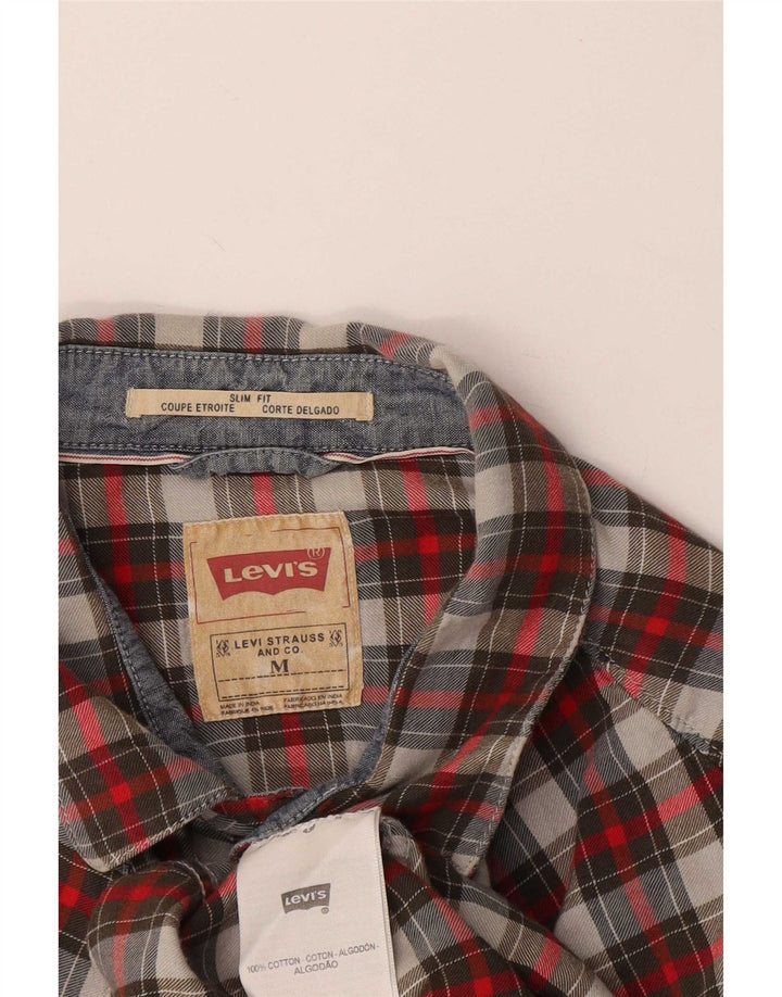 Cămașă de flanel pentru bărbați Levi's Slim Fit, bumbac cu carouri roșii medii