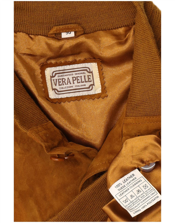 VINTAGE Jachetă Bomber de piele intoarsa pentru barbati IT 50 mare, maro, din piele