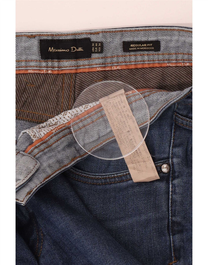 Massimo Dutti Blugi drepți cu ajustare normală pentru femei EU 44 Large W34 L28 Albastru