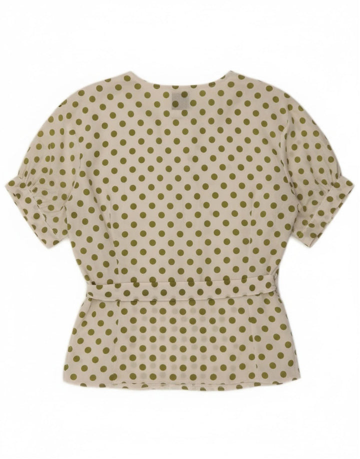 Bluză cămașă cu mânecă scurtă pentru femei Benetton IT 44 Medium White Polka Dot
