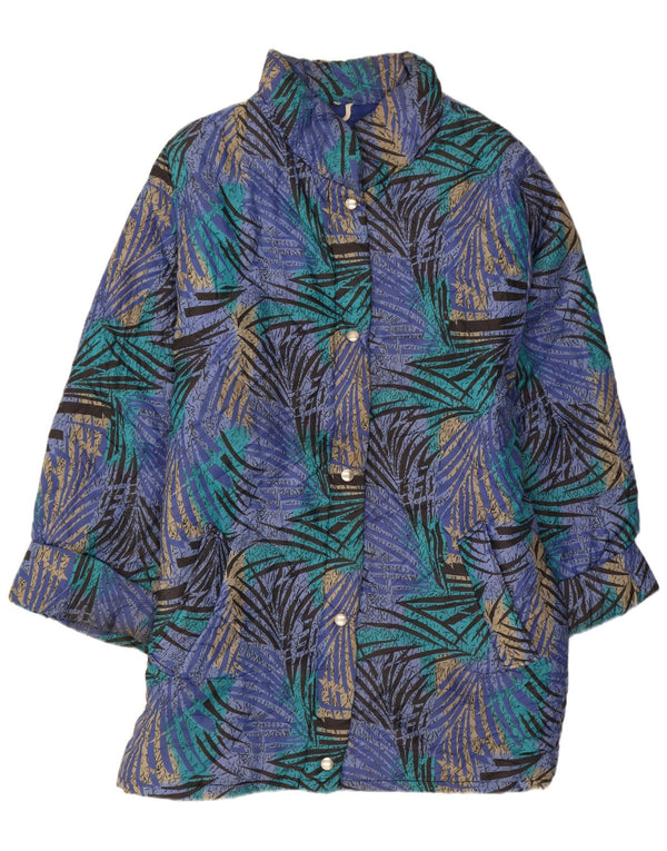 Vintage Womens Abstract Pattern Relaxed Fit căptușită UK 12 Medium Blue