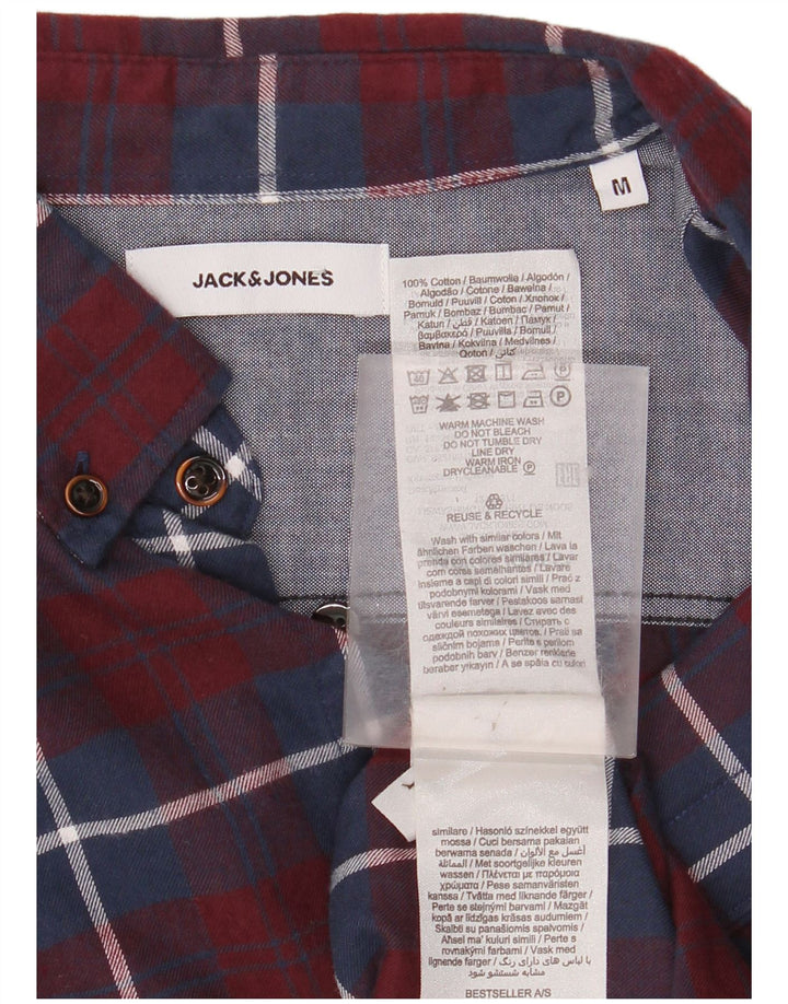 Cămașă de flanel pentru bărbați JACK & JONES, bumbac cu carouri burgundă medie