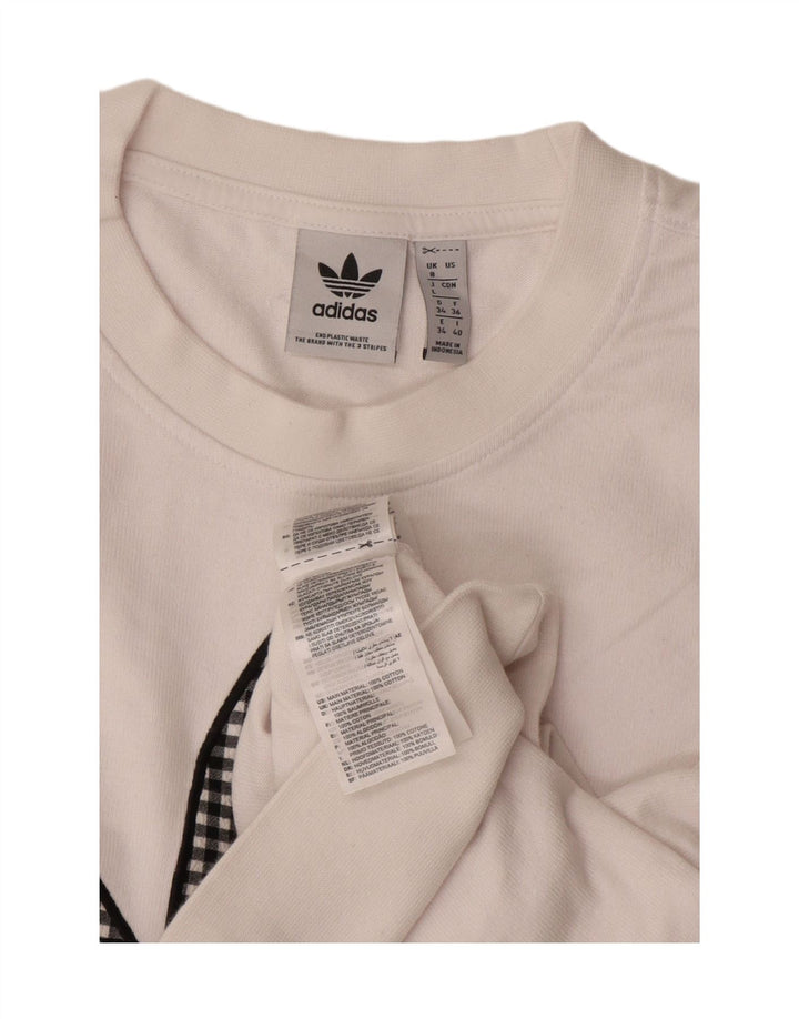 Pulover de hanorac oversized crop grafic ADIDAS UK 8 mic alb
