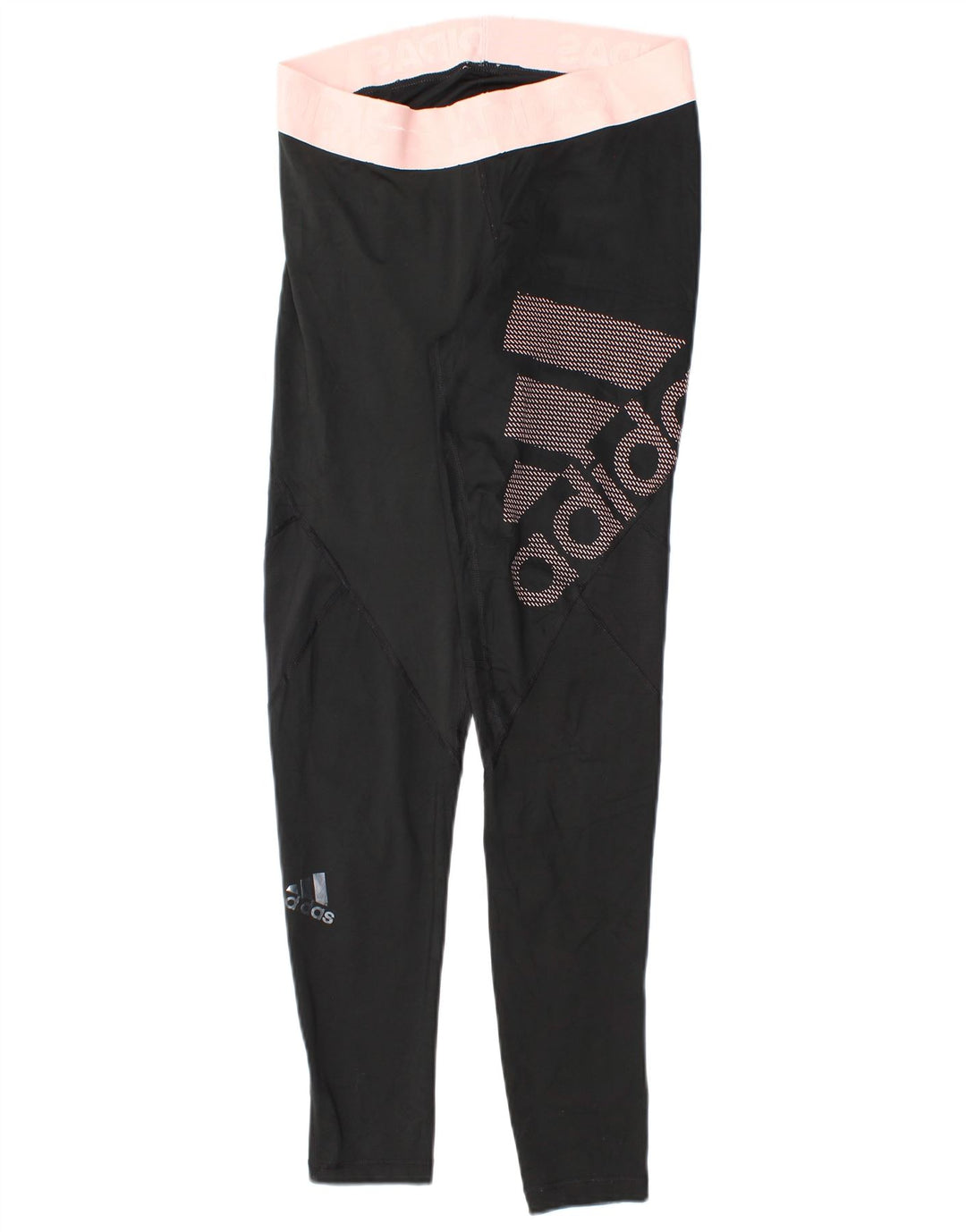 Leggings cu grafică Adidas pentru femei Marea Britanie 12/14 Poliester color bloc negru mediu