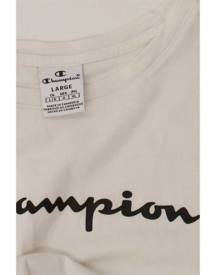 CHAMPION Womens Graphic T-Shirt Top UK 14 Large White