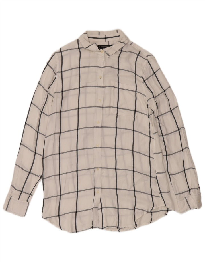 BANANA REPUBLIC Cămașă de flanel pentru femei Boyfriend Fit UK 6 XS White Check