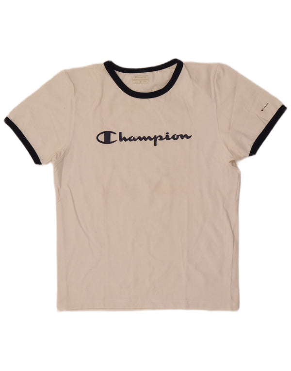 Tricou grafic Champion pentru femei Top UK 12 Medium White Colorblock Bumbac
