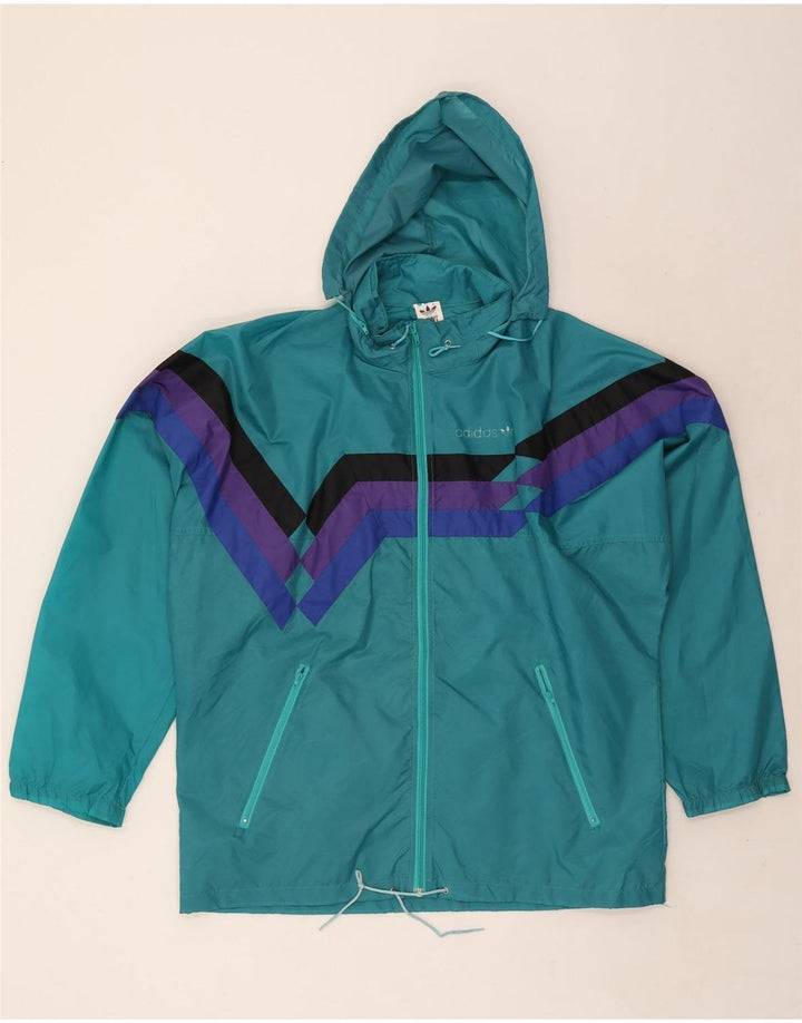 Jachetă de ploaie cu glugă Adidas pentru bărbați Marea Britanie 38/40 Turcoaz mediu Colorblock