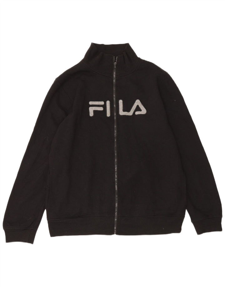 FILA Mens Graphic Tracksuit Top Jacket XL Black Polyester