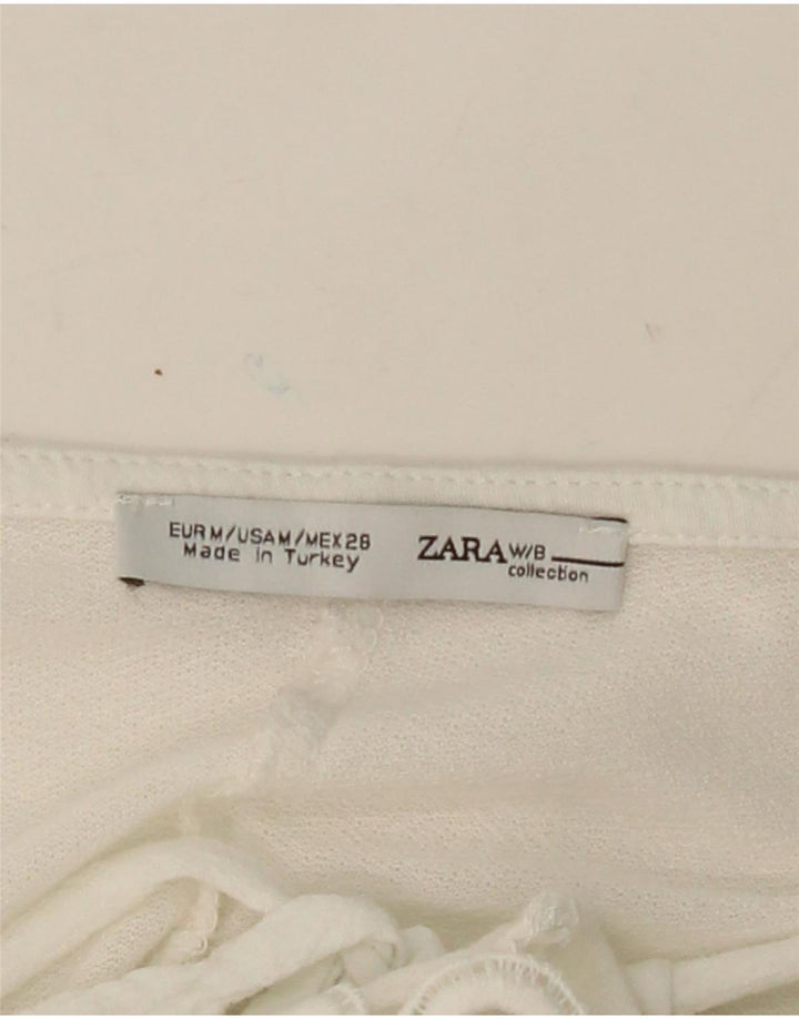 ZARA Womens Crop Blouse Top UK 14 Medium White