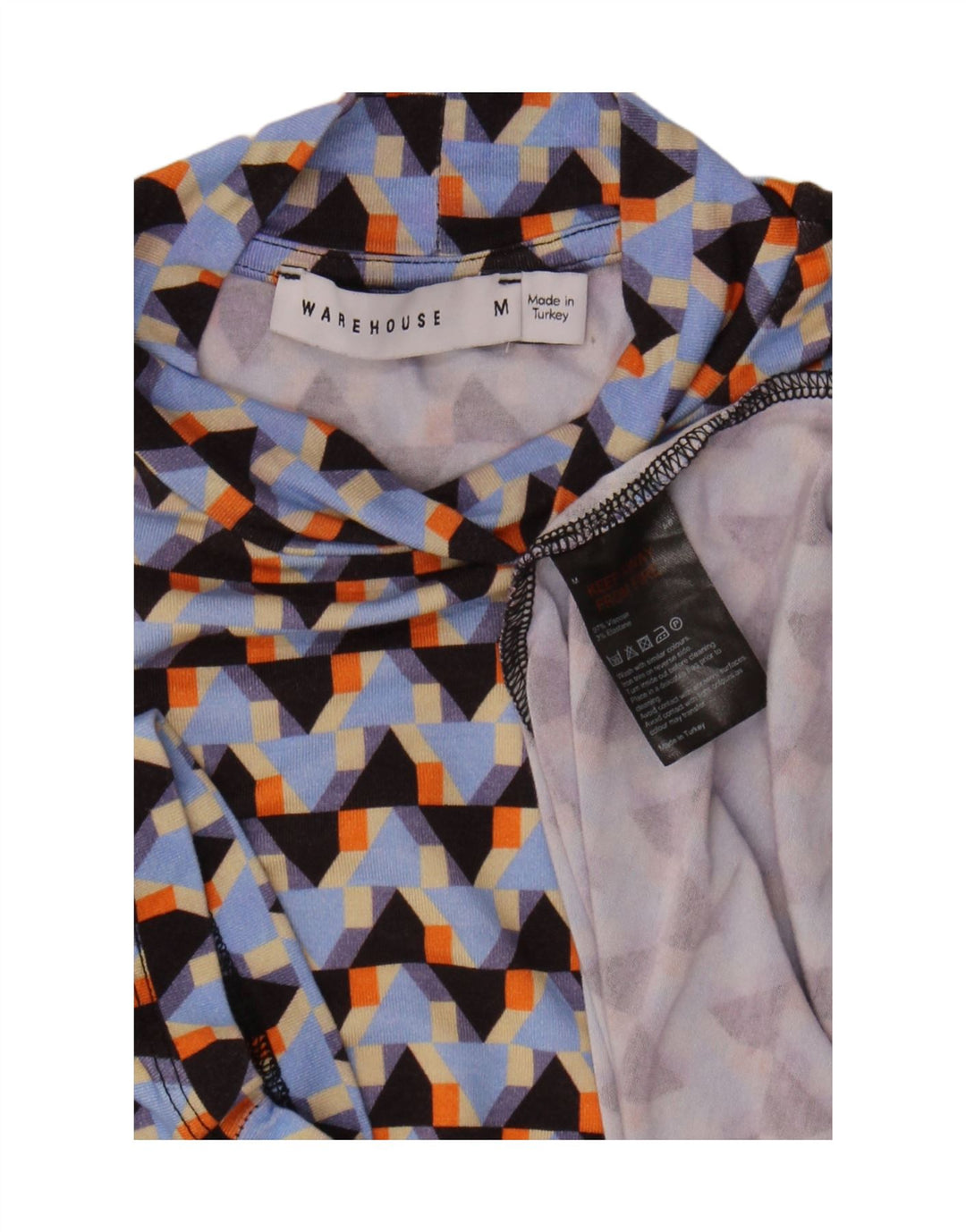 WAREHOUSE Womens A-Line Dress UK 12 Medium Multicoloured Geometric Viscose