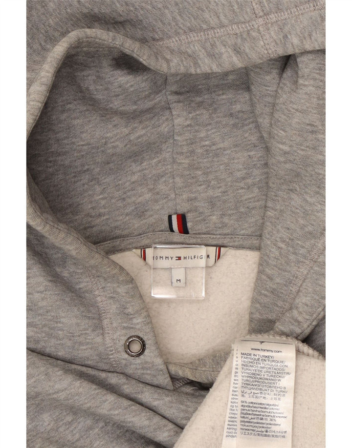 TOMMY HILFIGER Pulover supradimensionat cu capota cu grafic pentru femei UK 14 Medium Gri