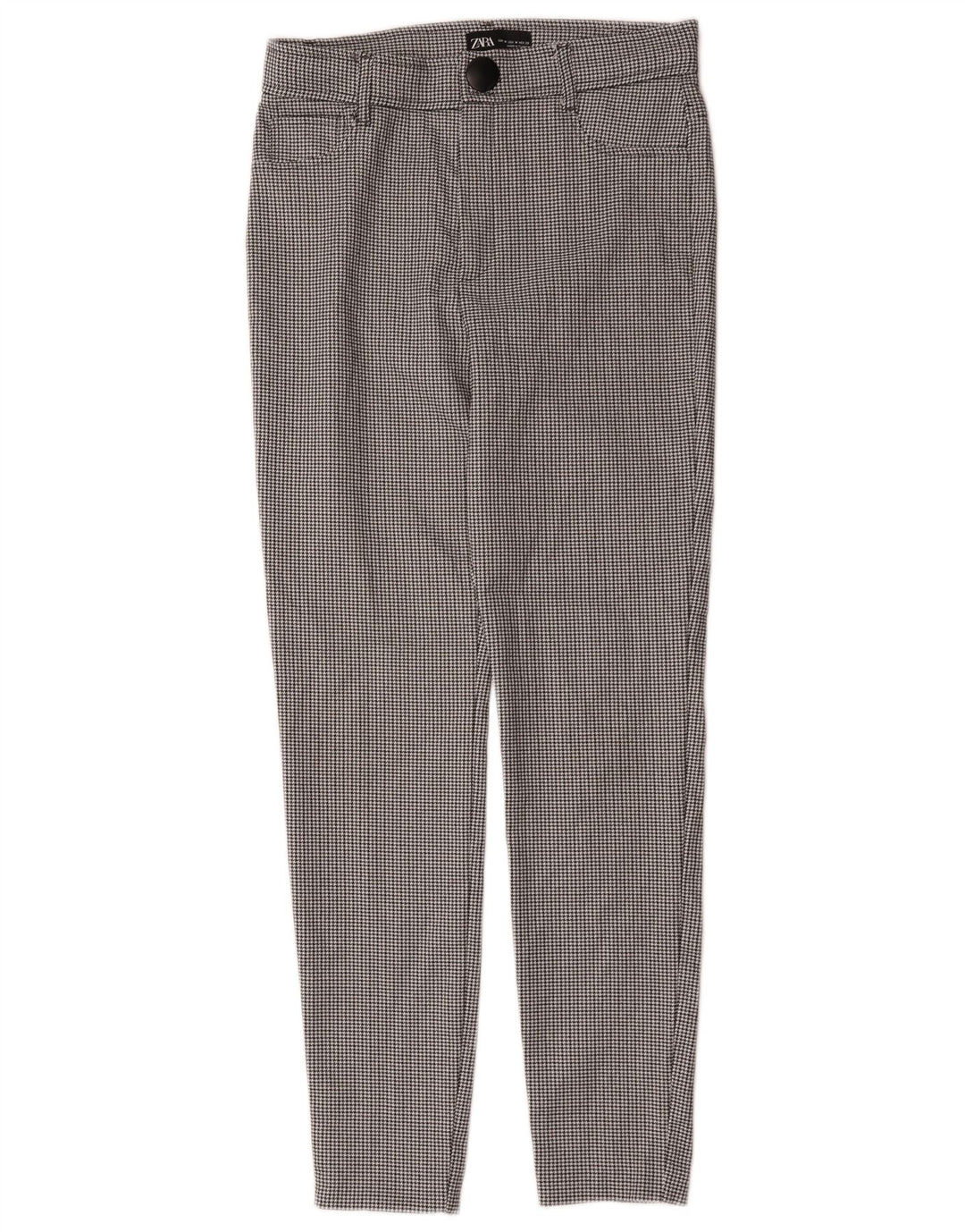 Pantaloni casual slim pentru femei Zara Mediu L28 L27 Black Houndstooth