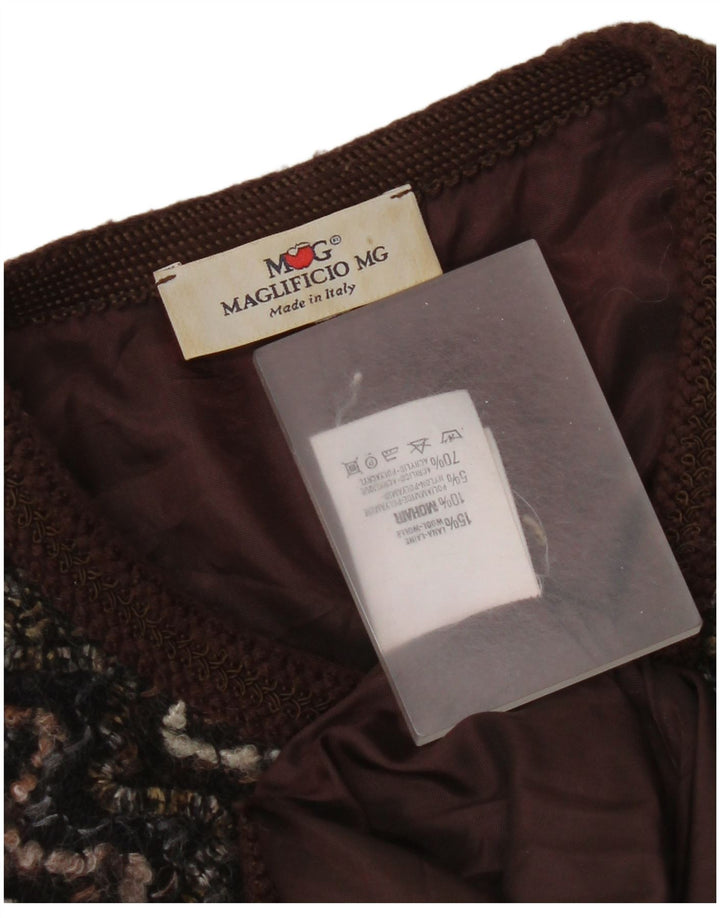 Jachetă Blazer Femei Maglificio cu 5 nasturi UK 16 Lână mare chevron maro