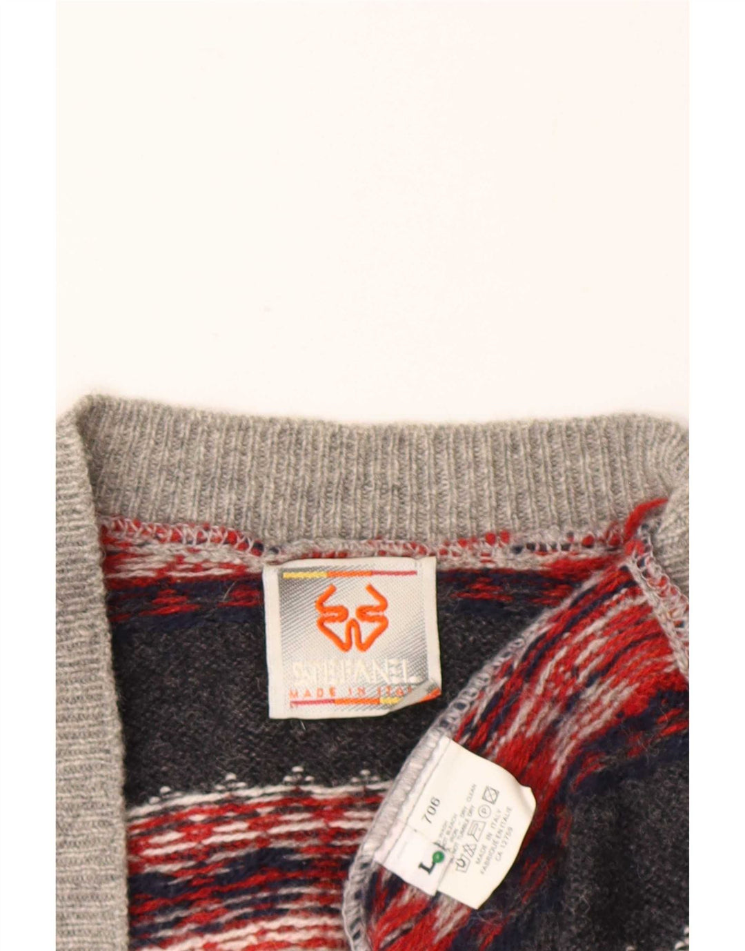 Pulover Cardigan Bărbați Stefanel Lână Fair Isle Gri mare