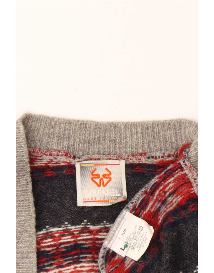 Pulover Cardigan Bărbați Stefanel Lână Fair Isle Gri mare