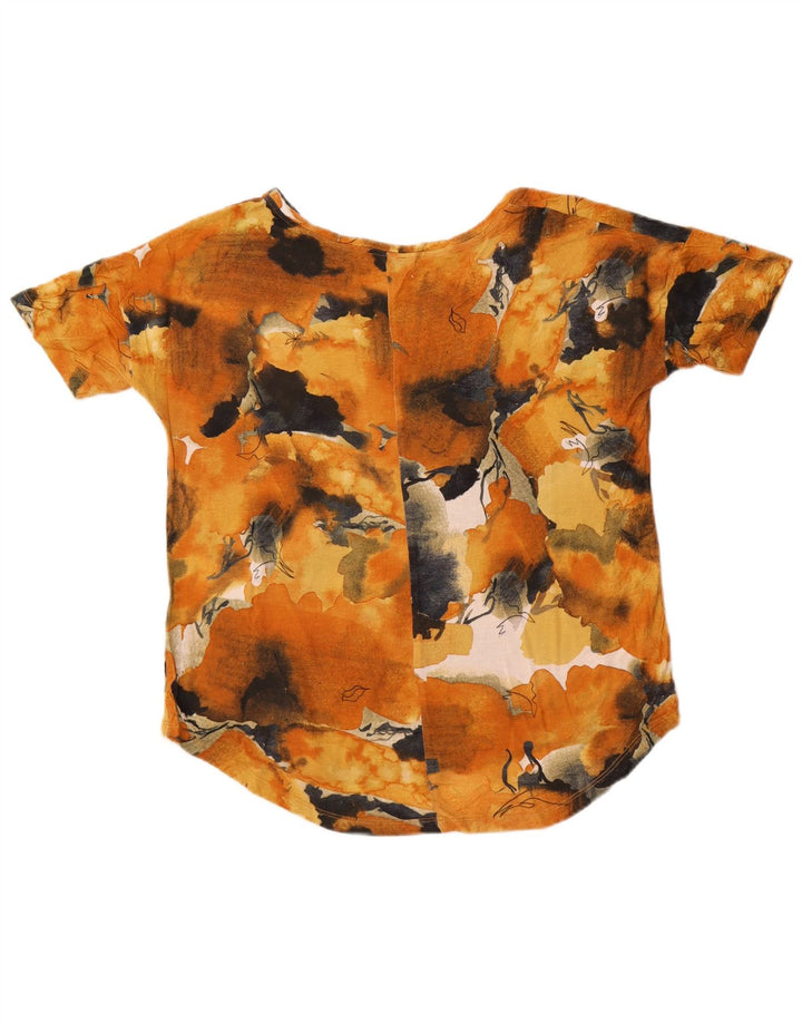 Tricou pentru femei Zara cu model abstract Top UK 14 Medium Orange Floral Viscose
