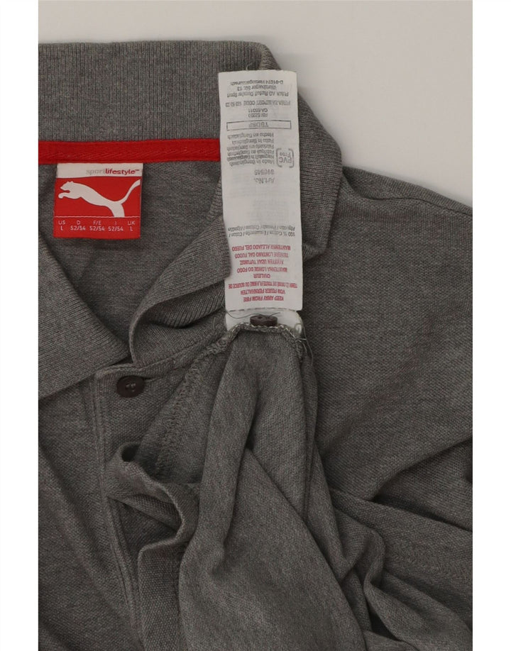 Tricou polo Puma pentru bărbați, bumbac gri mare