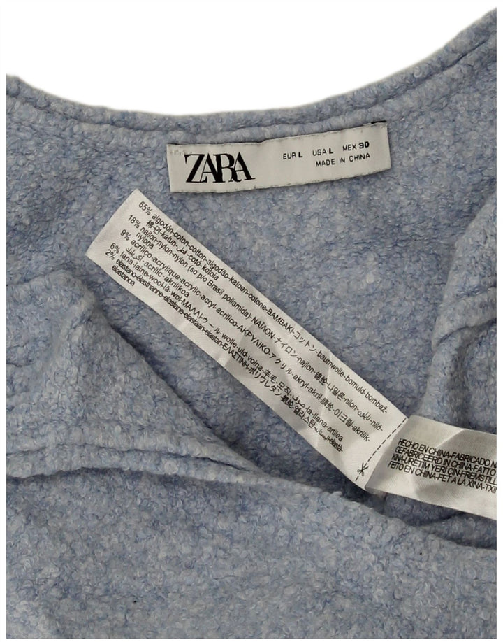 Top cu vestă pentru femei Zara UK 14, mare, albastru, bumbac
