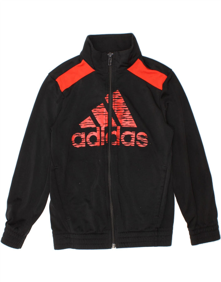 ADIDAS Boys Graphic Tracksuit Top Jacket 4-5 Years Black Polyester Vintage Adidas and Second-Hand Adidas from Messina Hembry 