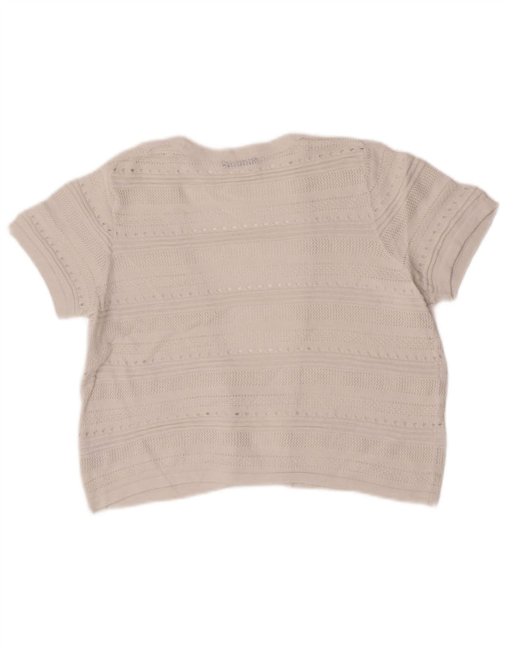 M&Co Pulover cardigan deschis cu mânecă scurtă pentru femei UK 12 Medium White