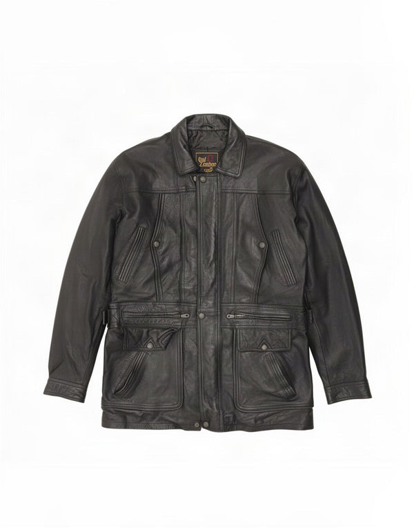 Jachetă de piele vintage pentru bărbați UK 42 XL neagră