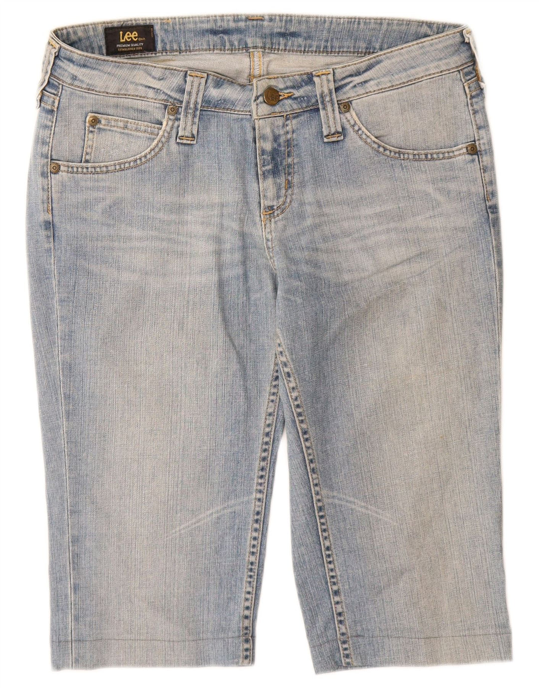 Bermude denim Lee pentru femei W31, bumbac albastru mediu