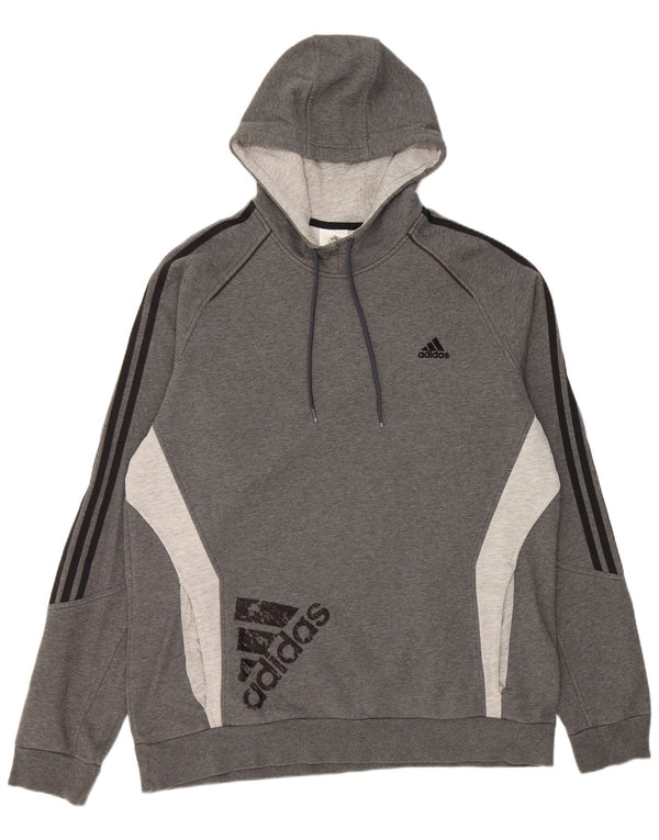 Pulover pentru bărbați Adidas Graphic Hoodie, 2XL, bumbac color bloc, gri