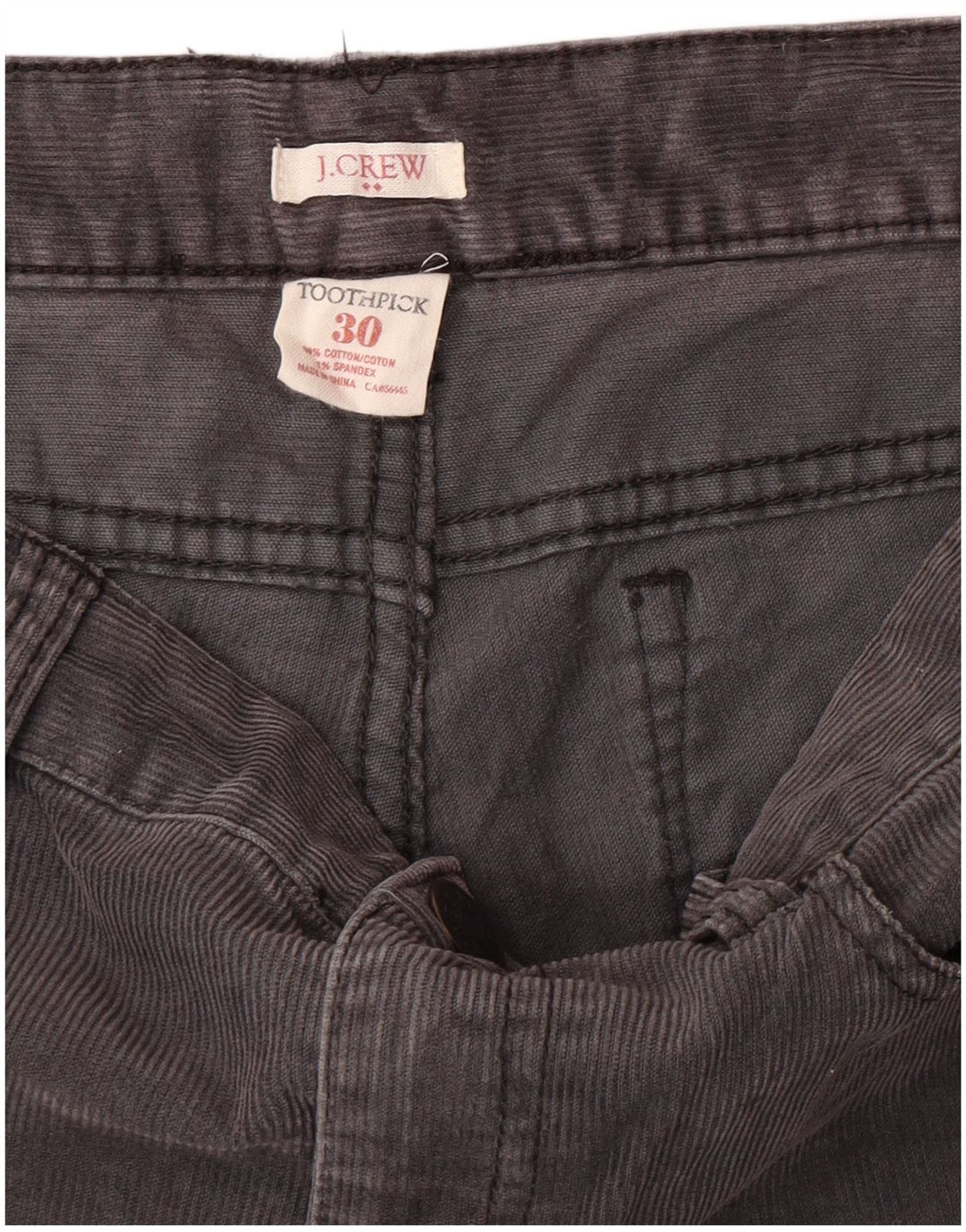 Pantaloni scurți pentru bărbați J. Crew Toothpick Corduroy W30, bumbac gri mediu