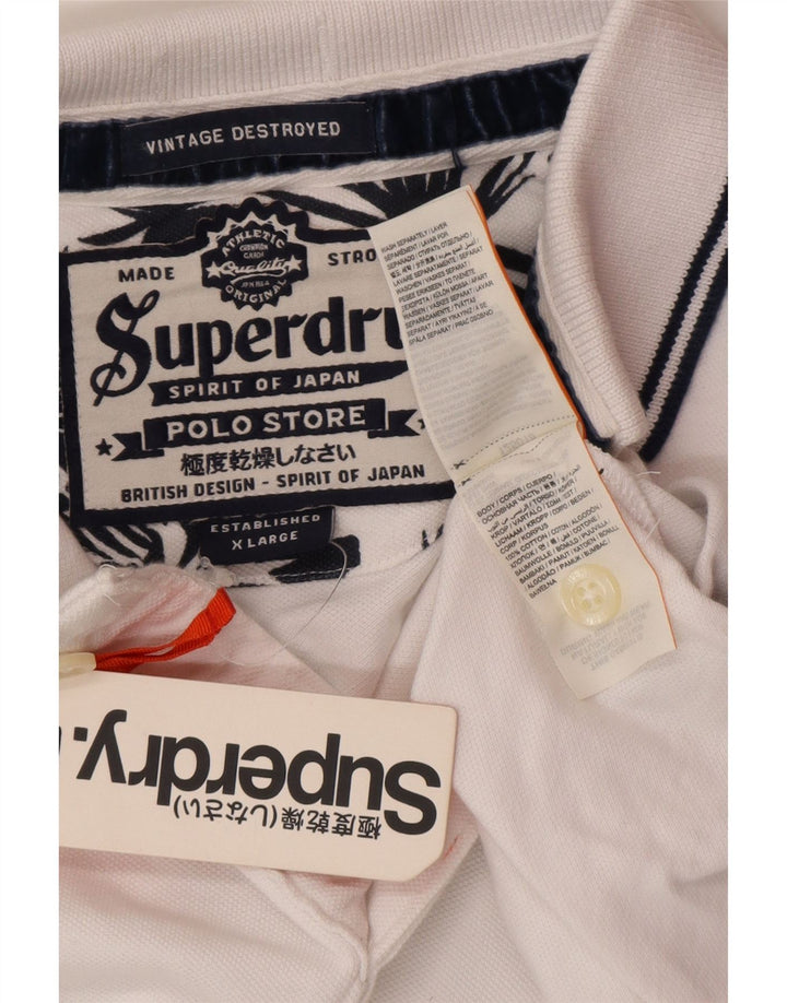 SUPERDRY tricou polo pentru bărbați XL bumbac alb