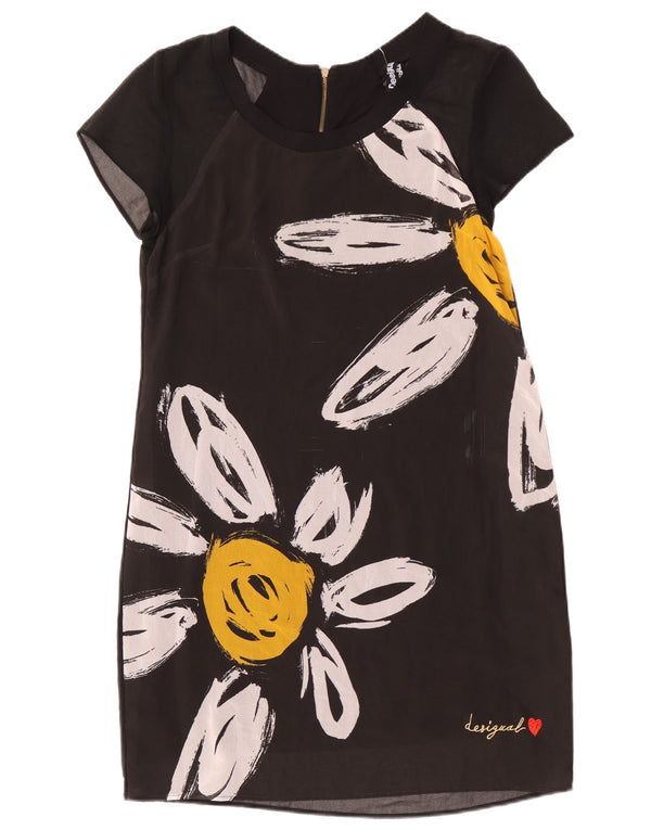 Desigual Womens Graphic Sheath Dress UK 14 Large Black Floral
