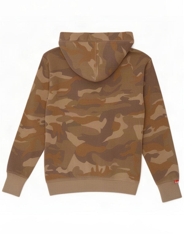Superdry Womens Zip Hoodie Sweater UK 10 Small Khaki Camouflage Cotton