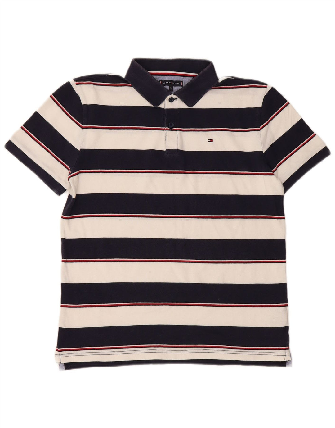 TOMMY HILFIGER Tricou polo pentru băieți 15-16 ani, bumbac cu dungi bleumarin